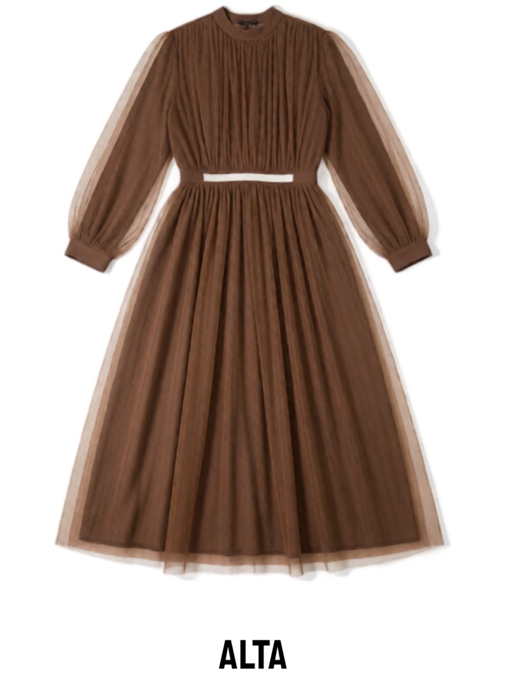Dainty Jewells Brown Tulle Long Sleeve Girls' Dress